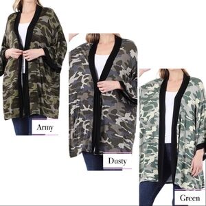New! Soft Fabulous Green Camouflage Cardigan Open Front Kimono